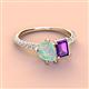 4 - Zahara 9x6 mm Pear Opal and 7x5 mm Emerald Cut Amethyst 2 Stone Duo Ring 
