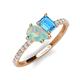 5 - Zahara 9x6 mm Pear Opal and 7x5 mm Emerald Cut Blue Topaz 2 Stone Duo Ring 