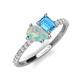5 - Zahara 9x6 mm Pear Opal and 7x5 mm Emerald Cut Blue Topaz 2 Stone Duo Ring 