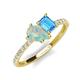5 - Zahara 9x6 mm Pear Opal and 7x5 mm Emerald Cut Blue Topaz 2 Stone Duo Ring 