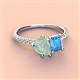 4 - Zahara 9x6 mm Pear Opal and 7x5 mm Emerald Cut Blue Topaz 2 Stone Duo Ring 
