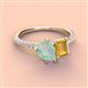 4 - Zahara 9x6 mm Pear Opal and 7x5 mm Emerald Cut Citrine 2 Stone Duo Ring 