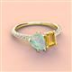 4 - Zahara 9x6 mm Pear Opal and 7x5 mm Emerald Cut Citrine 2 Stone Duo Ring 
