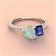 4 - Zahara 9x6 mm Pear Opal and 7x5 mm Emerald Cut Iolite 2 Stone Duo Ring 