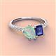 4 - Zahara 9x6 mm Pear Opal and 7x5 mm Emerald Cut Iolite 2 Stone Duo Ring 