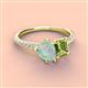 4 - Zahara 9x6 mm Pear Opal and 7x5 mm Emerald Cut Peridot 2 Stone Duo Ring 