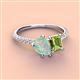 4 - Zahara 9x6 mm Pear Opal and 7x5 mm Emerald Cut Peridot 2 Stone Duo Ring 