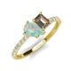 5 - Zahara 9x6 mm Pear Opal and 7x5 mm Emerald Cut Smoky Quartz 2 Stone Duo Ring 