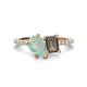 1 - Zahara 9x6 mm Pear Opal and 7x5 mm Emerald Cut Smoky Quartz 2 Stone Duo Ring 