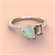 4 - Zahara 9x6 mm Pear Opal and 7x5 mm Emerald Cut Smoky Quartz 2 Stone Duo Ring 