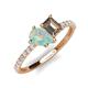 5 - Zahara 9x6 mm Pear Opal and 7x5 mm Emerald Cut Smoky Quartz 2 Stone Duo Ring 