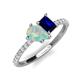 5 - Zahara 9x6 mm Pear Opal and 7x5 mm Emerald Cut Lab Created Blue Sapphire 2 Stone Duo Ring 