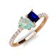 5 - Zahara 9x6 mm Pear Opal and 7x5 mm Emerald Cut Lab Created Blue Sapphire 2 Stone Duo Ring 
