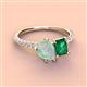 4 - Zahara 9x6 mm Pear Opal and 7x5 mm Emerald Cut Lab Created Emerald 2 Stone Duo Ring 