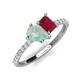 5 - Zahara 9x6 mm Pear Opal and 7x5 mm Emerald Cut Lab Created Ruby 2 Stone Duo Ring 