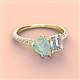 4 - Zahara 9x6 mm Pear Opal and IGI Certified 7x5 mm Emerald Cut Lab Grown Diamond 2 Stone Duo Ring 