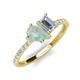 5 - Zahara 9x6 mm Pear Opal and IGI Certified 7x5 mm Emerald Cut Lab Grown Diamond 2 Stone Duo Ring 