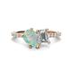 1 - Zahara 9x6 mm Pear Opal and GIA Certified 7x5 mm Emerald Cut Diamond 2 Stone Duo Ring 