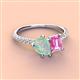 4 - Zahara 9x6 mm Pear Opal and 7x5 mm Emerald Cut Lab Created Pink Sapphire 2 Stone Duo Ring 