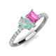 5 - Zahara 9x6 mm Pear Opal and 7x5 mm Emerald Cut Lab Created Pink Sapphire 2 Stone Duo Ring 