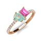 5 - Zahara 9x6 mm Pear Opal and 7x5 mm Emerald Cut Lab Created Pink Sapphire 2 Stone Duo Ring 