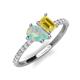5 - Zahara 9x6 mm Pear Opal and 7x5 mm Emerald Cut Lab Created Yellow Sapphire 2 Stone Duo Ring 