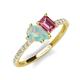 5 - Zahara 9x6 mm Pear Opal and 7x5 mm Emerald Cut Pink Tourmaline 2 Stone Duo Ring 