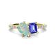 1 - Zahara 9x6 mm Pear Opal and 7x5 mm Emerald Cut Tanzanite 2 Stone Duo Ring 