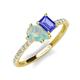 5 - Zahara 9x6 mm Pear Opal and 7x5 mm Emerald Cut Tanzanite 2 Stone Duo Ring 
