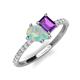 5 - Zahara 9x6 mm Pear Opal and 7x5 mm Emerald Cut Amethyst 2 Stone Duo Ring 