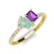 5 - Zahara 9x6 mm Pear Opal and 7x5 mm Emerald Cut Amethyst 2 Stone Duo Ring 
