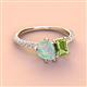 4 - Zahara 9x6 mm Pear Opal and 7x5 mm Emerald Cut Peridot 2 Stone Duo Ring 