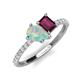 5 - Zahara 9x6 mm Pear Opal and 7x5 mm Emerald Cut Rhodolite Garnet 2 Stone Duo Ring 