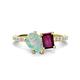 1 - Zahara 9x6 mm Pear Opal and 7x5 mm Emerald Cut Rhodolite Garnet 2 Stone Duo Ring 