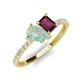 5 - Zahara 9x6 mm Pear Opal and 7x5 mm Emerald Cut Rhodolite Garnet 2 Stone Duo Ring 