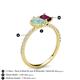 6 - Zahara 9x6 mm Pear Opal and 7x5 mm Emerald Cut Rhodolite Garnet 2 Stone Duo Ring 