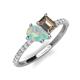 5 - Zahara 9x6 mm Pear Opal and 7x5 mm Emerald Cut Smoky Quartz 2 Stone Duo Ring 