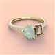 4 - Zahara 9x6 mm Pear Opal and 7x5 mm Emerald Cut Smoky Quartz 2 Stone Duo Ring 