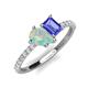 5 - Zahara 9x6 mm Pear Opal and 7x5 mm Emerald Cut Tanzanite 2 Stone Duo Ring 