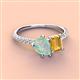 4 - Zahara 9x6 mm Pear Opal and 7x5 mm Emerald Cut Citrine 2 Stone Duo Ring 