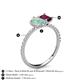 6 - Zahara 9x6 mm Pear Opal and 7x5 mm Emerald Cut Rhodolite Garnet 2 Stone Duo Ring 