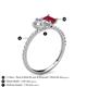 6 - Zahara 9x6 mm Pear Forever One Moissanite and 7x5 mm Emerald Cut Lab Created Ruby 2 Stone Duo Ring 