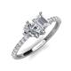 5 - Zahara 9x6 mm Pear Forever Brilliant Moissanite and 7x5 mm Emerald Cut White Sapphire 2 Stone Duo Ring 