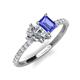 5 - Zahara 9x6 mm Pear Forever Brilliant Moissanite and 7x5 mm Emerald Cut Tanzanite 2 Stone Duo Ring 
