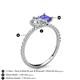 6 - Zahara 9x6 mm Pear Forever One Moissanite and 7x5 mm Emerald Cut Tanzanite 2 Stone Duo Ring 