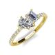 5 - Zahara 9x6 mm Pear Forever One Moissanite and IGI Certified 7x5 mm Emerald Cut Lab Grown Diamond 2 Stone Duo Ring 