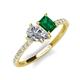 5 - Zahara 9x6 mm Pear Forever One Moissanite and 7x5 mm Emerald Cut Lab Created Emerald 2 Stone Duo Ring 