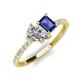 5 - Zahara 9x6 mm Pear Forever One Moissanite and 7x5 mm Emerald Cut Iolite 2 Stone Duo Ring 