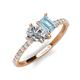 5 - Zahara 9x6 mm Pear Forever Brilliant Moissanite and 7x5 mm Emerald Cut Aquamarine 2 Stone Duo Ring 