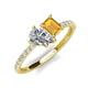 5 - Zahara 9x6 mm Pear Forever Brilliant Moissanite and 7x5 mm Emerald Cut Citrine 2 Stone Duo Ring 